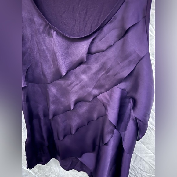 Ann Taylor Layered Tank Top Scoop Neck Lined Stretch Purple Satin Women Large - Picture 4 of 9
